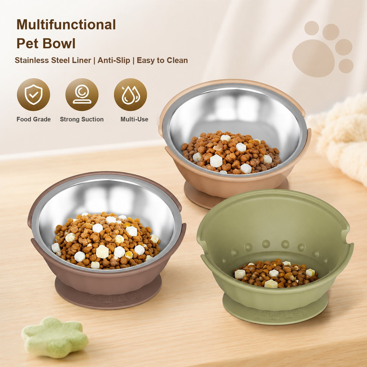 Slow feeder pet bowl with stainless steel insert