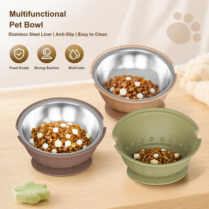 Slow feeder pet bowl with stainless steel insert