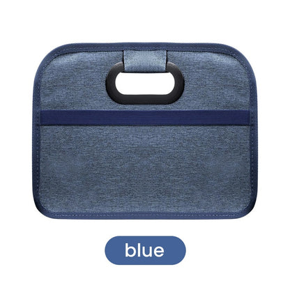 Blue fabric car trunk storage bag shown on a plain white background as the blue colour option.