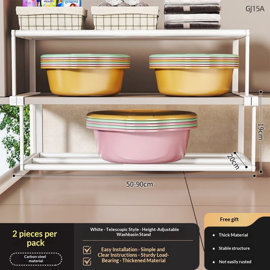 Expandable bathroom basin rack