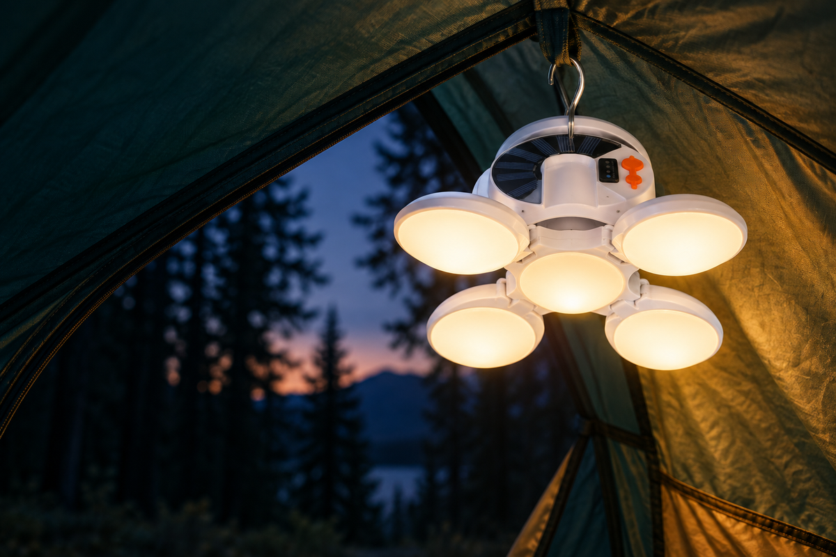 Folding LED Camping Light in an illustrative everyday-use scene