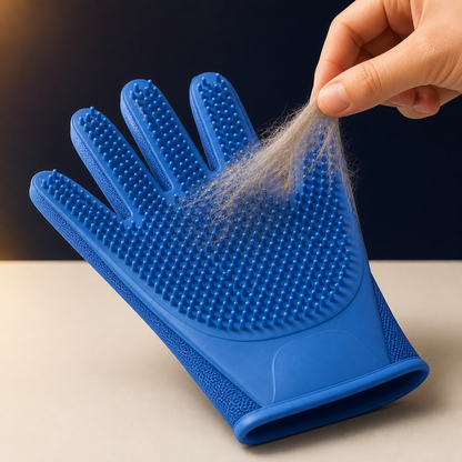 Loose pet fur peeling away from silicone grooming tips