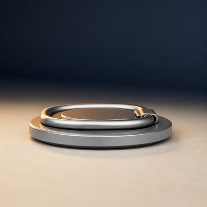 Close-up of the slim folded metal ring profile