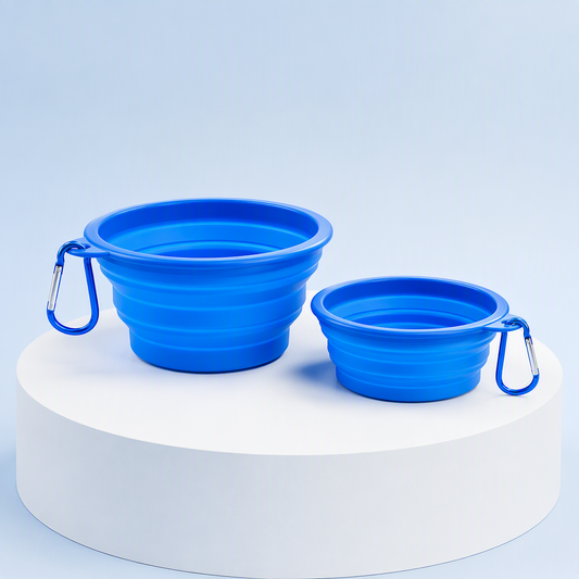 Collapsible Silicone Travel Pet Bowl — Portable Water & Food Dish with Carabiner